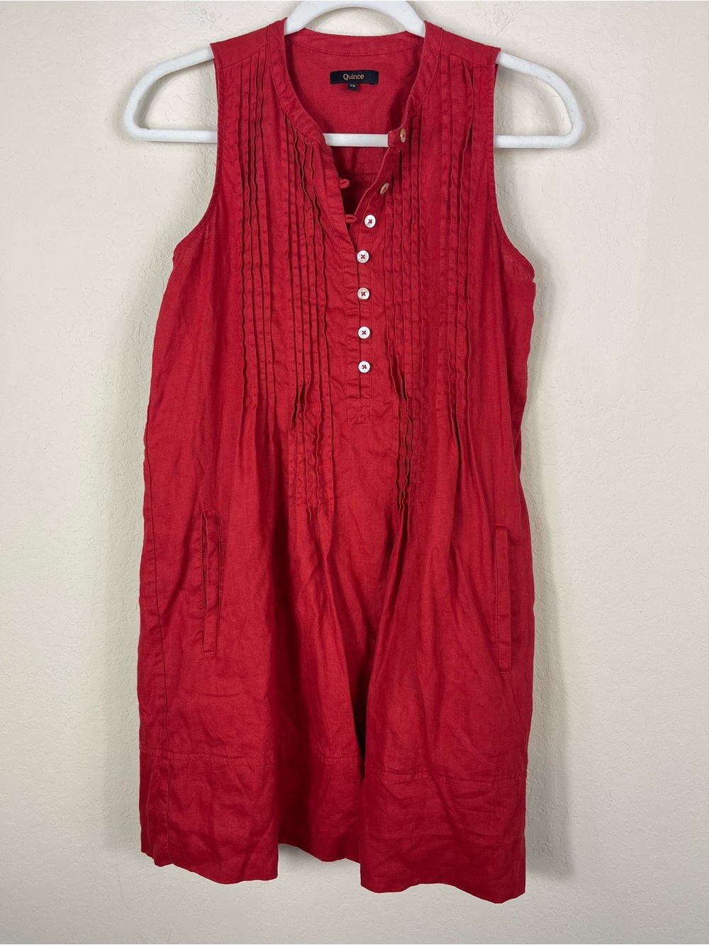 Quince 100% European Linen Sleeveless Swing Dress Chile Red Size XS - Picture 4 of 10